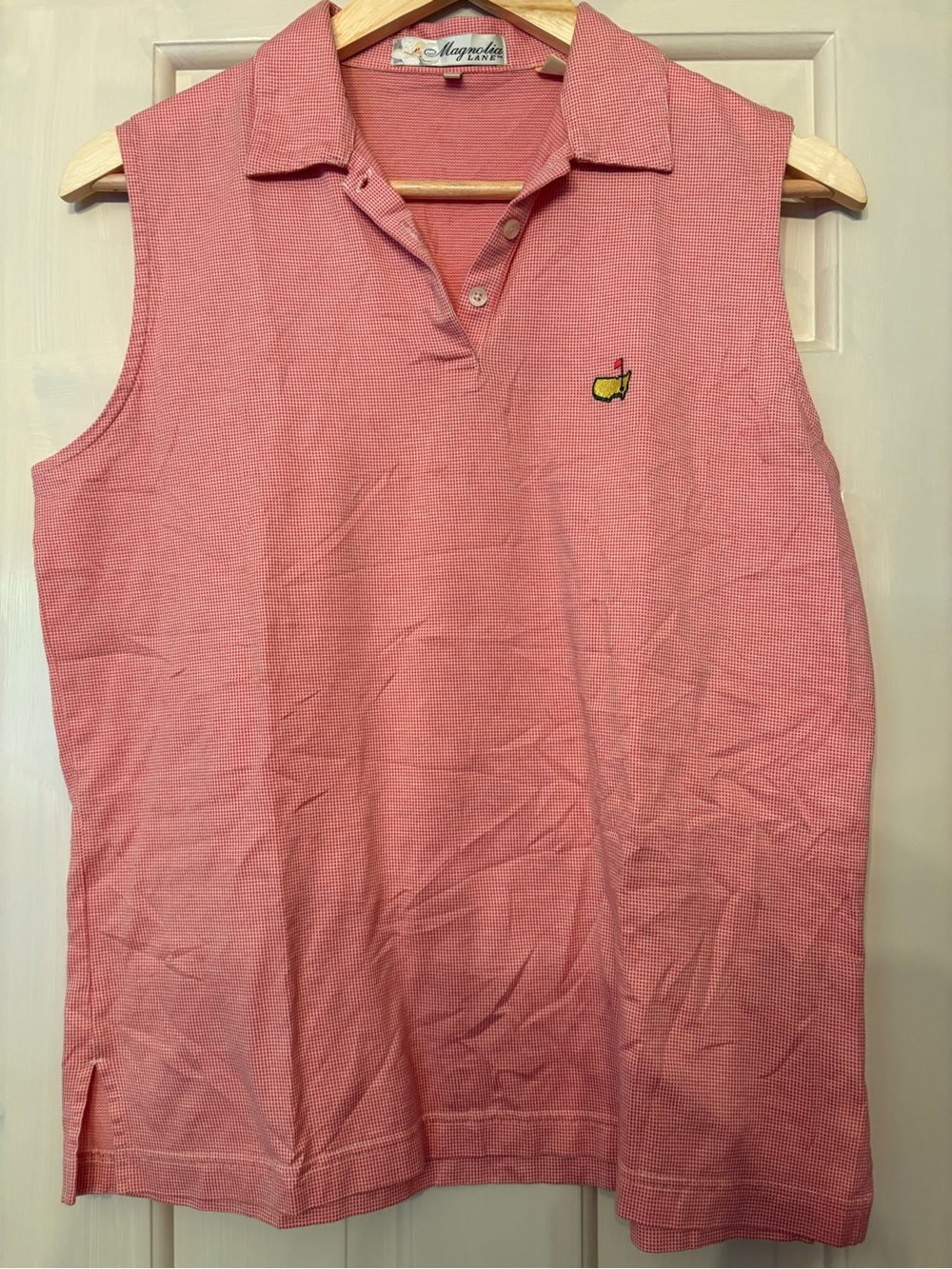 Magnolia light red Sleeveless Polo with Yellow Embroidered Logo
